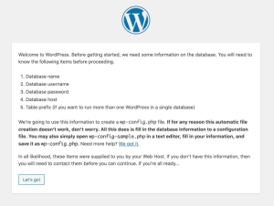 information needed during wordpress installation
